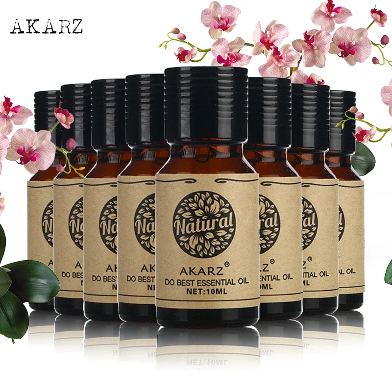 

AKARZ 8-Piece Essential Oil Set in Tea Tree, Rose, Peppermint, Lemon, Sandalwood, Geranium, Osmanthus & Cherry Blossom Spa Care