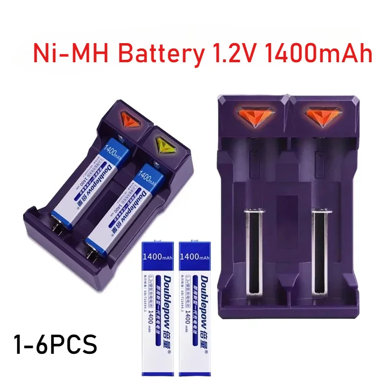 

1-6pcs 1.2V Rechargeable Batteries Ni-MH Battery 1400mAh 7/5F6 Cells for Walkman Portable CD MD Player UK201 Charger