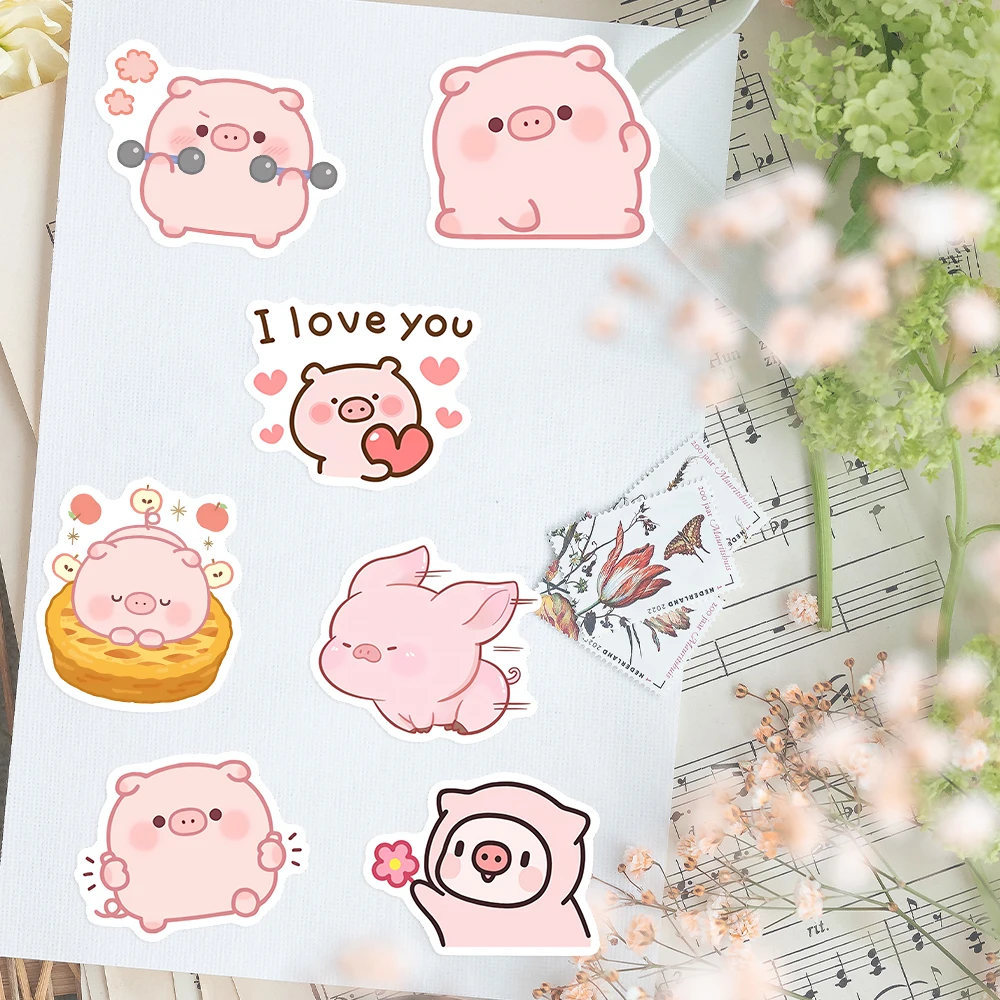 Cute Cartoon Pink Pig Stickers Funny Kawaii DIY Gift Kids Toy Waterproof Graffiti Decal for Laptop Phone Luggage Decorative