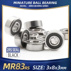 MR83RS Bearing 10PCS 3*8*3 mm ABEC-7 Hobby Electric RC Car Truck MR83 RS 2RS Ball Bearings MR83-2RS Black Sealed for RC Models
