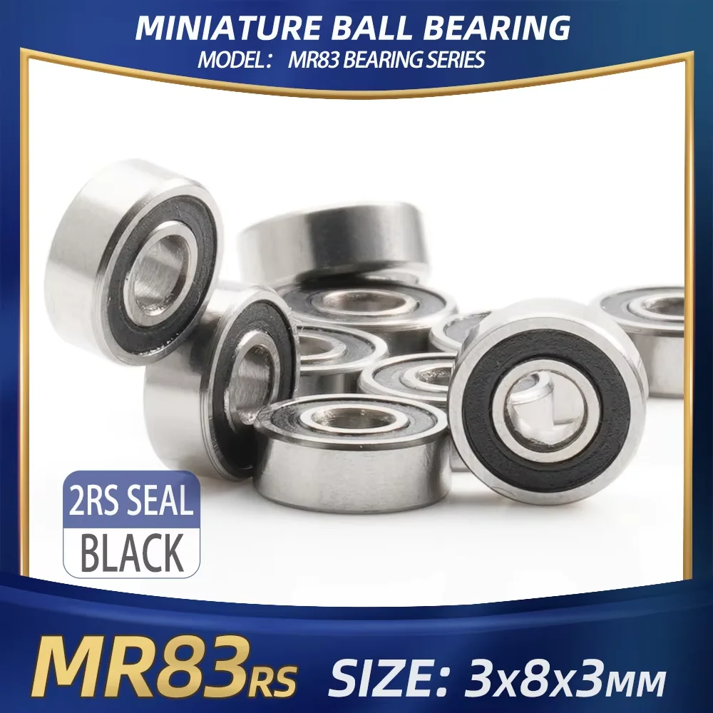 MR83RS Bearing 10PCS 3*8*3 mm ABEC-7 Hobby Electric RC Car Truck MR83 RS 2RS Ball Bearings MR83-2RS Black Sealed for RC Models