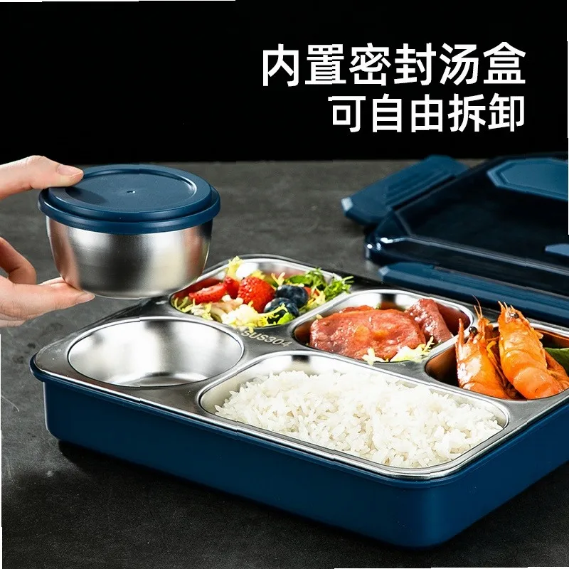 304 Stainless Steel Insulated Lunch Fresh keeping Box Compartment Bento Simplicity Box for Adults Large Capacity Food Container