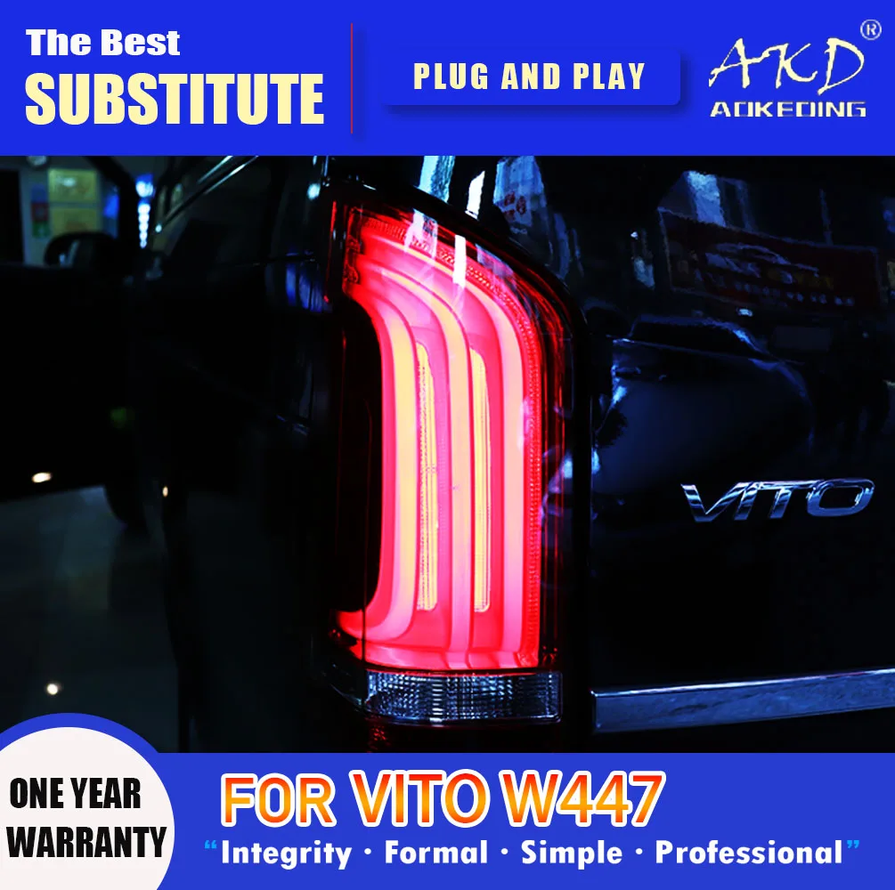 

AKD Tail Lamp for Benz Vito LED Tail Light 2016-2021 Vito Rear Fog Brake Turn Signal Automotive Accessories