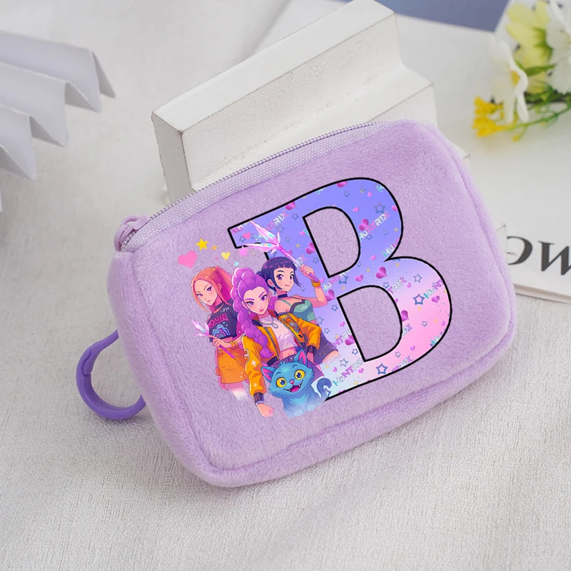 KPop شيطان الصيادين الأرجواني محفظة نسائية للعملات المعدنية أنيمي الكرتون لطيف حقيبة المال بنين بنات مفتاح بطاقة تخزين الحقيبة الصغيرة المحمولة حقيبة صغيرة #3