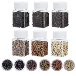 500pcs Hair Extension Micro Rings Links Beads, 5mm Silicone Lined Beads For Hair Extensions Tool