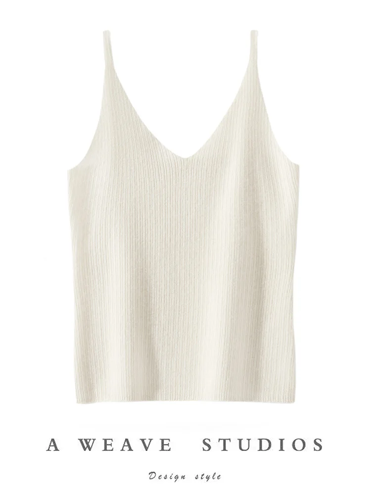 

Весенне-осенний женский облегающий топ из 100% чистого кашемира, вязаный, с V-образным вырезом, простой стиль, удобный, дышащий, безрукавка