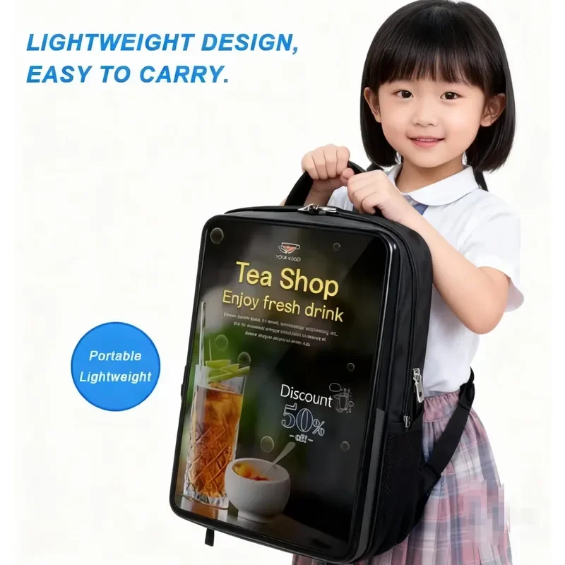 Transform your marketing strategy with this innovative 24-inch LCD screen billboard backpack, designed specifically for