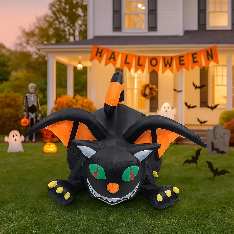 6FT Illuminazione natalizia Decorazioni di Halloween Drago con ali LED incorporati Prop Outdoor Indoor Party Prato Cortile Decorazioni da giardino