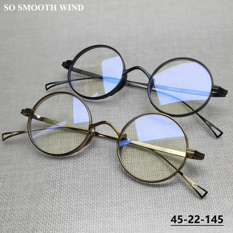 Retro Round Pure Titanium Glasses Frame Japanese Handmade Designer Men Women Eyeglasses Eyewear Spectacles Super Elastic KMN99