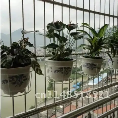 

Plant Stand Hanging on Balcony Balcony Stand Flower Pot Round Railing Fence Outdoor Window Iron Bonsai Stand Ornaments Gondolas