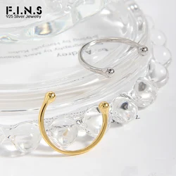 F.I.N.S – bague minimaliste en argent Sterling S925, petite perle géométrique, ligne ouverte, empilage, réglable, bijouterie Fine
