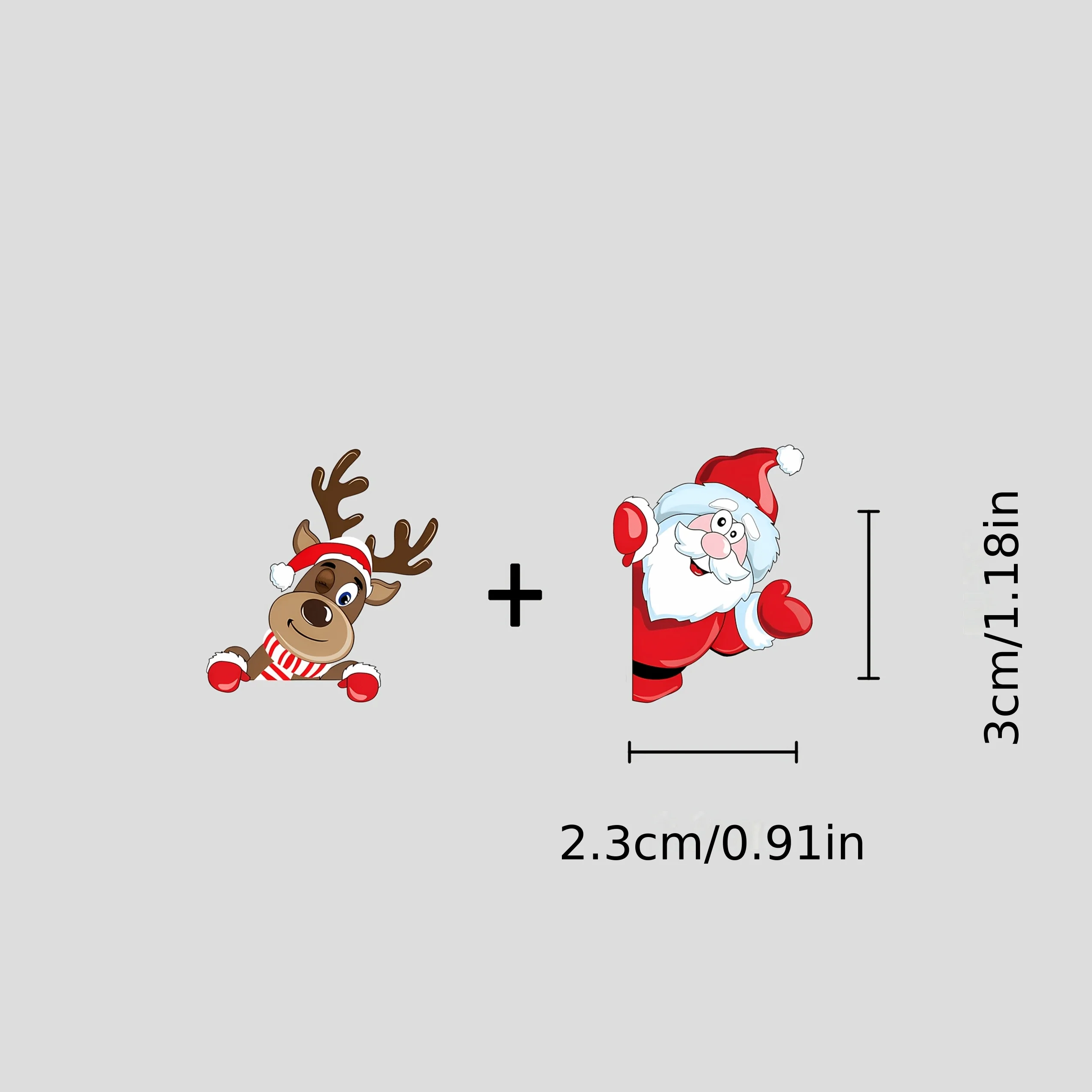 1set 2D Flat Santa & Reindeer Waterproof Sticker, Christmas Decor Decal for Car Motorcycle Rearview Mirror Window