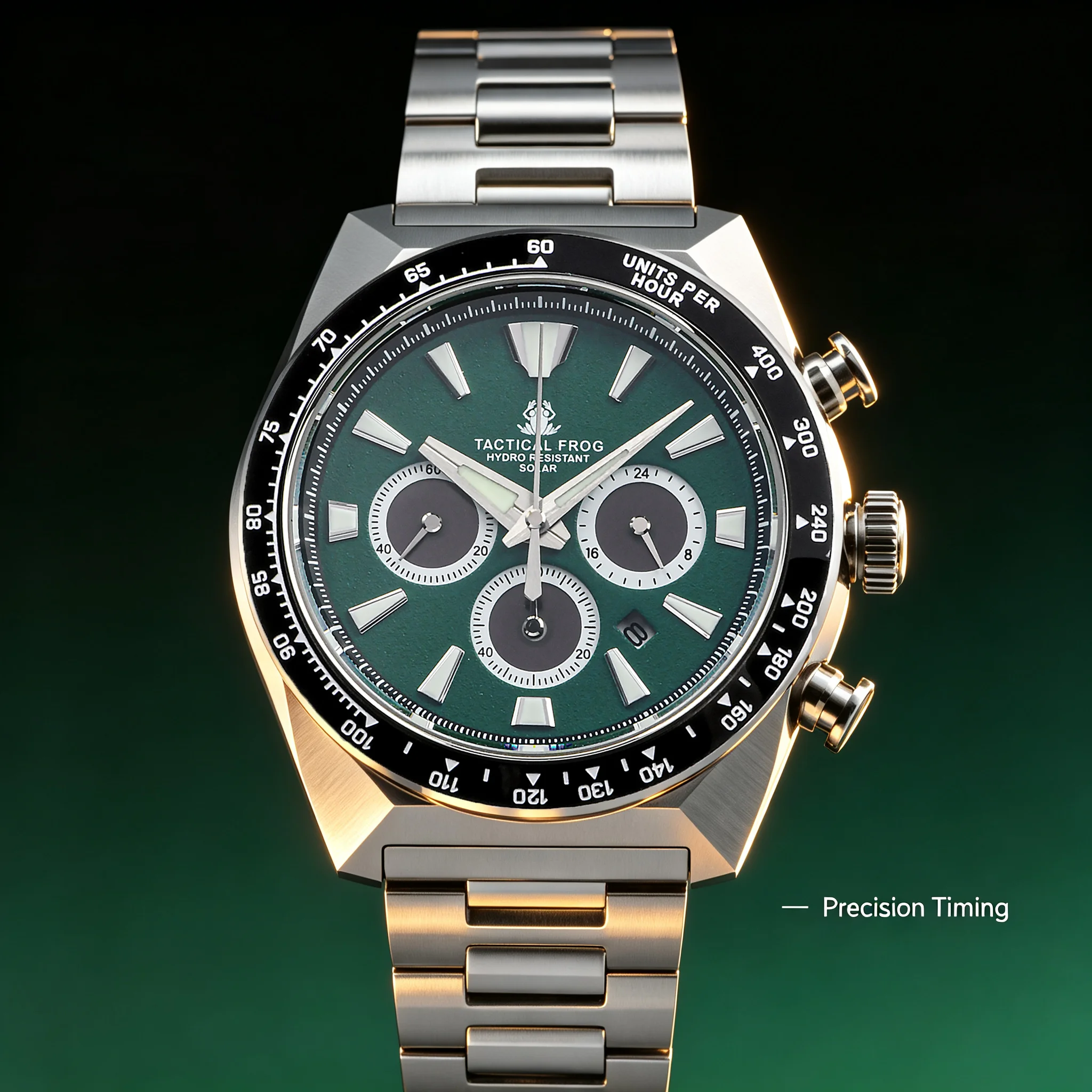 Tactical Frog V2 Sapphire Ceramic Solar Chronograph Watch Men 200M Waterproof Luminous Eco-Drive Luxury Dive Watch