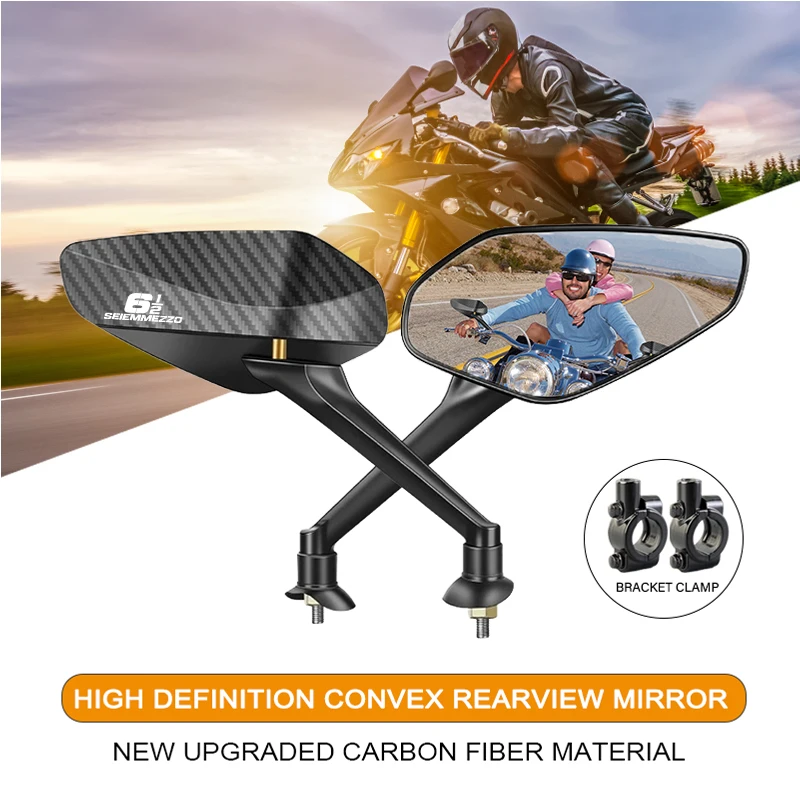 

Carbon Fiber Rearview Mirror For Seiemmezzo STR SCR Super Corsaro ZZ ZT Upgrade Adjustable Motorcycle Convex Mirrors 8mm
