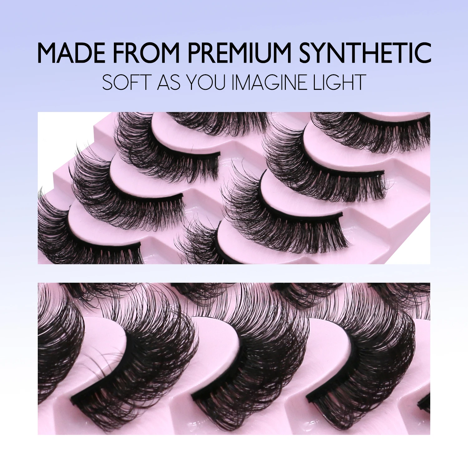 Lasvirey Faux cils épais, cils œil de chat moelleux, volume 5D, faux cils épais en vison, doux et spectaculaires, extension complète