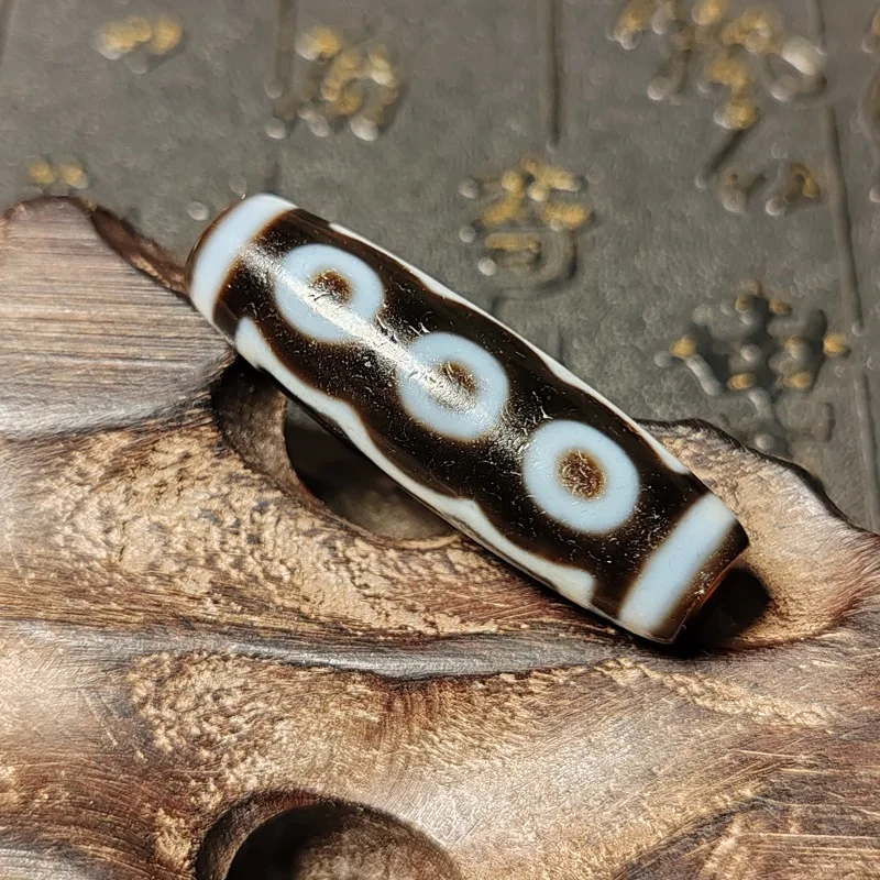 Tibetan Agate Taiwan Dzi Vermilion Sand Material Horseshoe Weathered 5-Eye Celestial Bead Necklace Pendant DIY Accessories