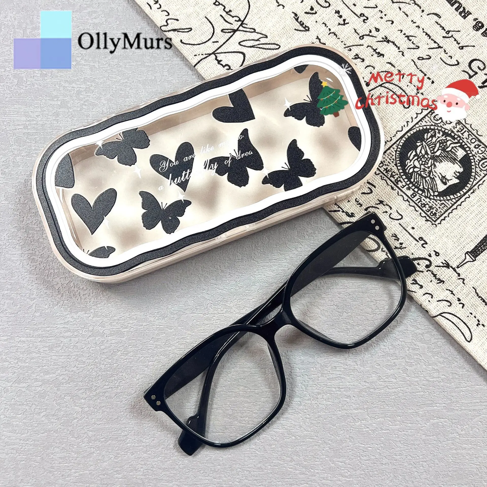 

OLLYMURS Art Designer Custom INS Transparent Glasses Case Portable Anti-drop and Pressure Sunglasses Myopia Glasses Case Cute