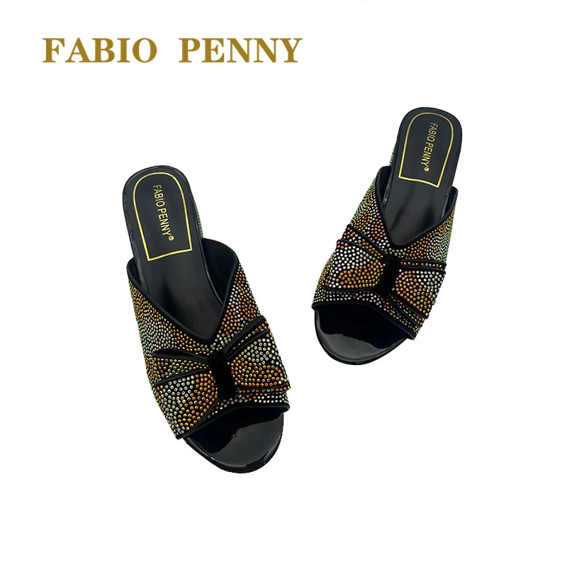 FabioPenny Europe, America and Africa mother women's shoes popular multi-color rhinodiamond-fish mouth bright diamond upper summ