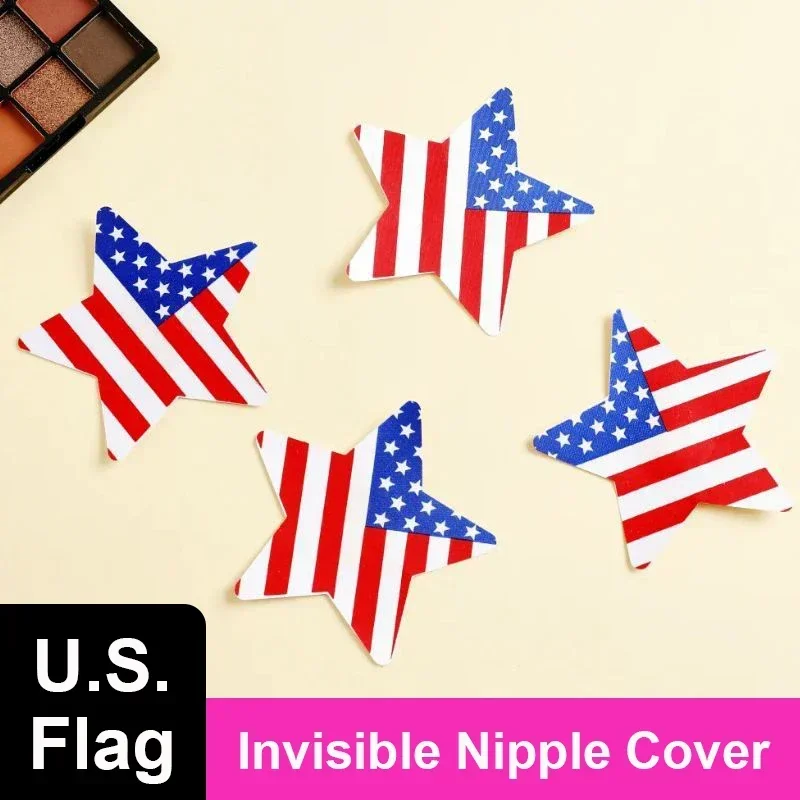 100 Paris U.S. Flag Invisible Nipple Cover Stars and Stripes American Flag Print Tape Overlays on Bra Nipple Stickers Women Girl