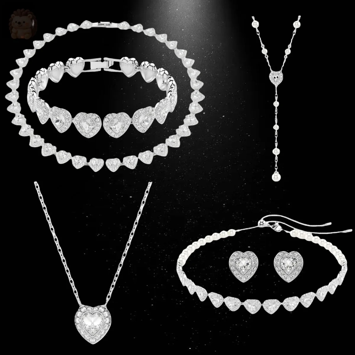 

2025 Hot Selling New Fashionable Heart-shaped Diamond Set, Essential Necklace for Parties, Bracelet, Earring, Christmas Gift