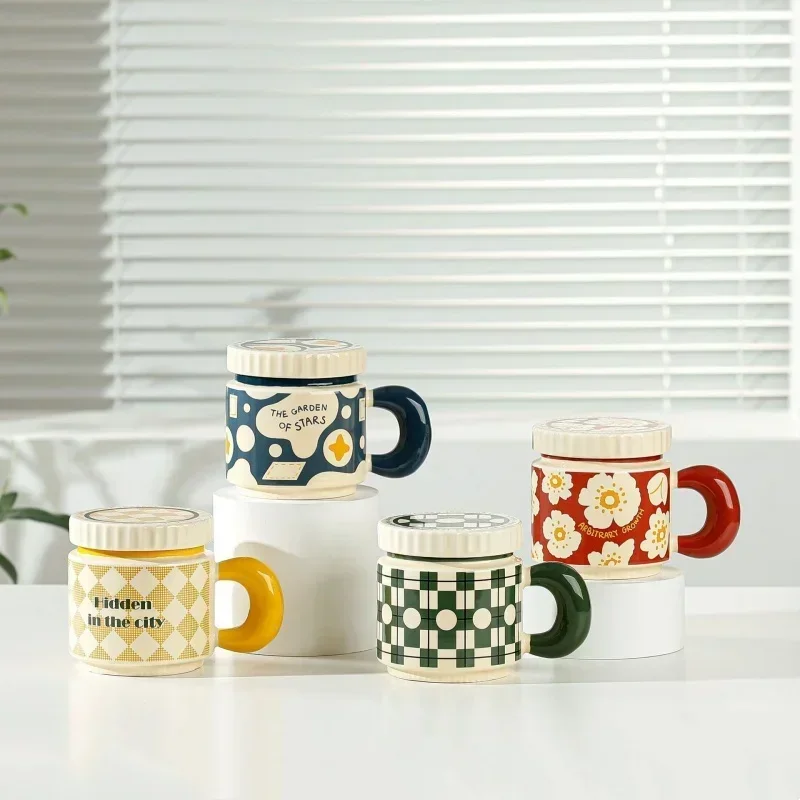 Flower Ceramic Cups Creative Niche and High-end Coffee Mugs New Household Light Luxury High Appearance Level Camellia Water Cups