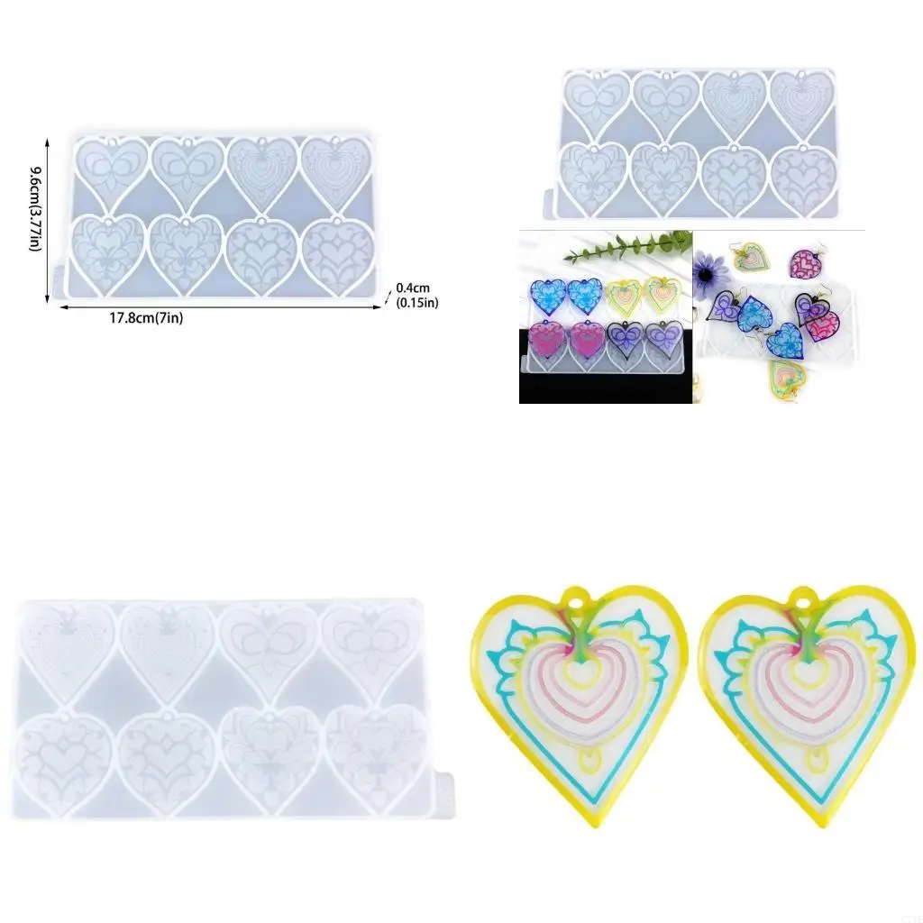  Dainty Heart shaped Ornament Mold Beautiful Jewelry Crafting Silicone Pendant Mold Flexible Pendant Ornament Mold