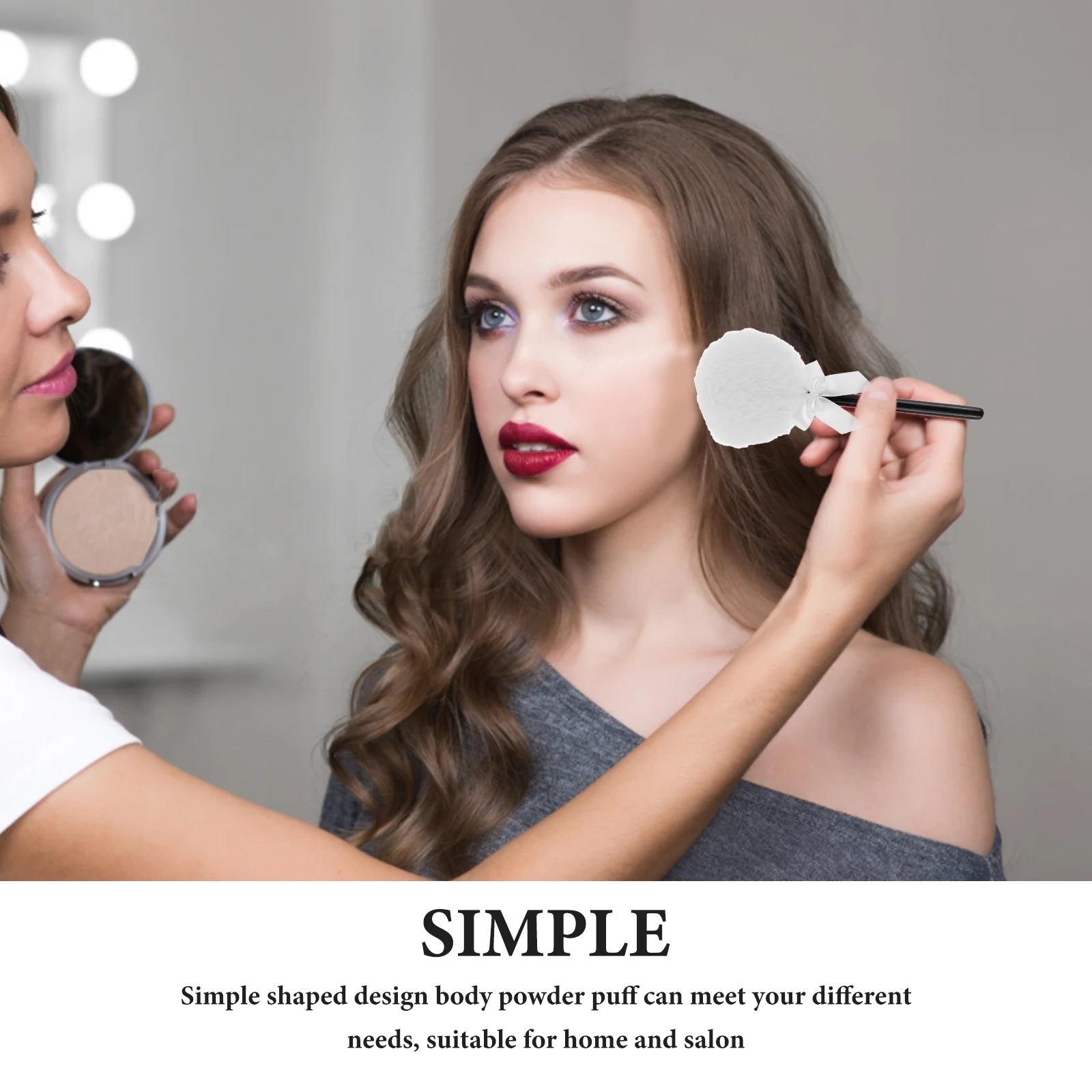 

Makeup Puff White Body Powder Infant Dry Puff Long Hair Bow Cosmetics Sponge Household Salon Use