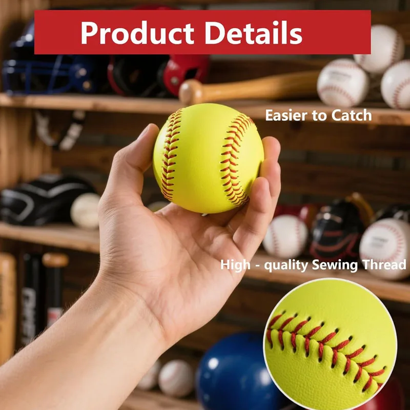 

12-дюймовый жесткий мяч для софтбола с медленным отскоком | Резиновый спортивный мяч для тренировок на открытом воздухе для взрослых, зеленого цвета