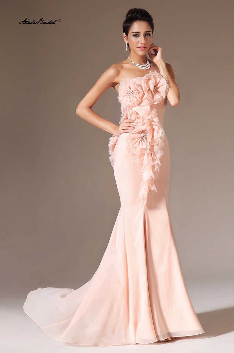 Women's Formal Dresses 2025 Mermaid Evening Dresses with Hand Made Flowers Stapless Evening Gown