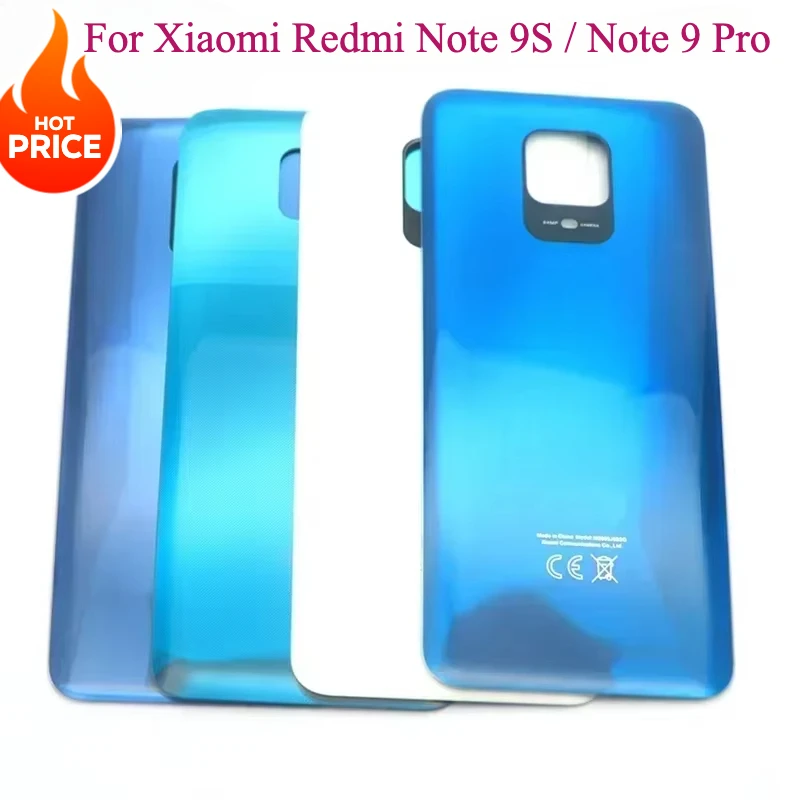 New For Xiaomi Redmi Note 9S / Note 9 Pro 64MP Battery Back Cover Note9S Rear Door 3D Glass Panel Housing Case Adhesive Replace