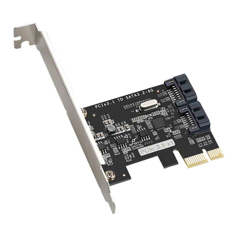 PCI-E3.1 To 2 Port SATA3.2 6G Adapter Card JMB582 Chip SATA Hard Disk Expansion Card PCI-E Riser Card