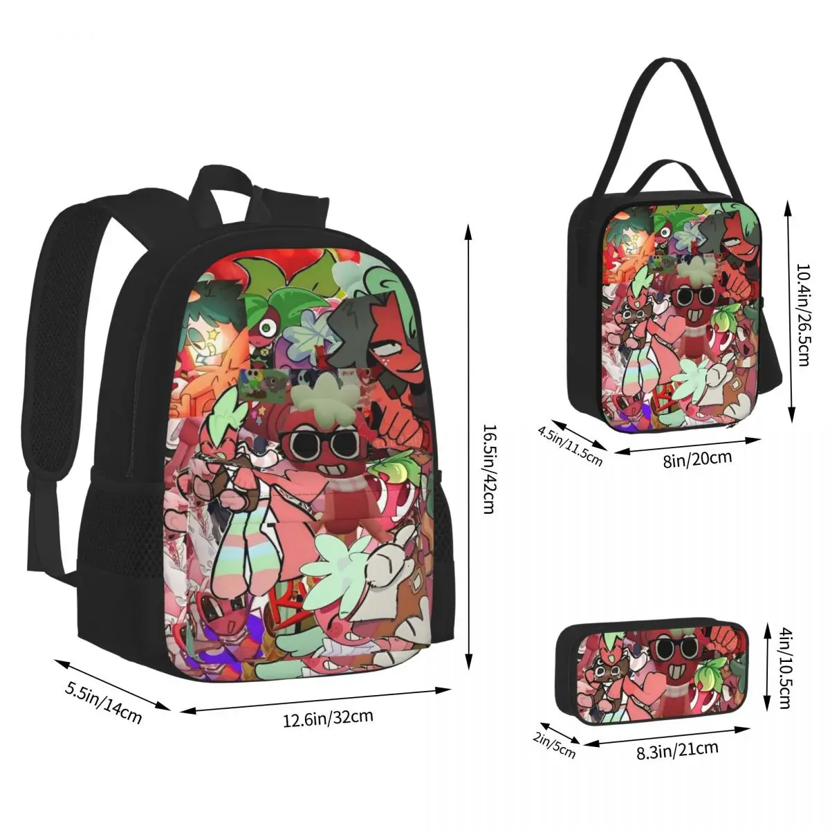 3pecs/set D-Dandys W-World Sprouts Zaino per studenti Catoon Borse di tela Borsa per il pranzo Astuccio
