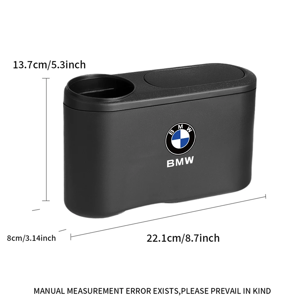 Car Trash Can Hanging Trash Bin ABS Garbage Box Universal Organizer With Drink Holder For BMW M Performance E39 E70 E82 E91 F20