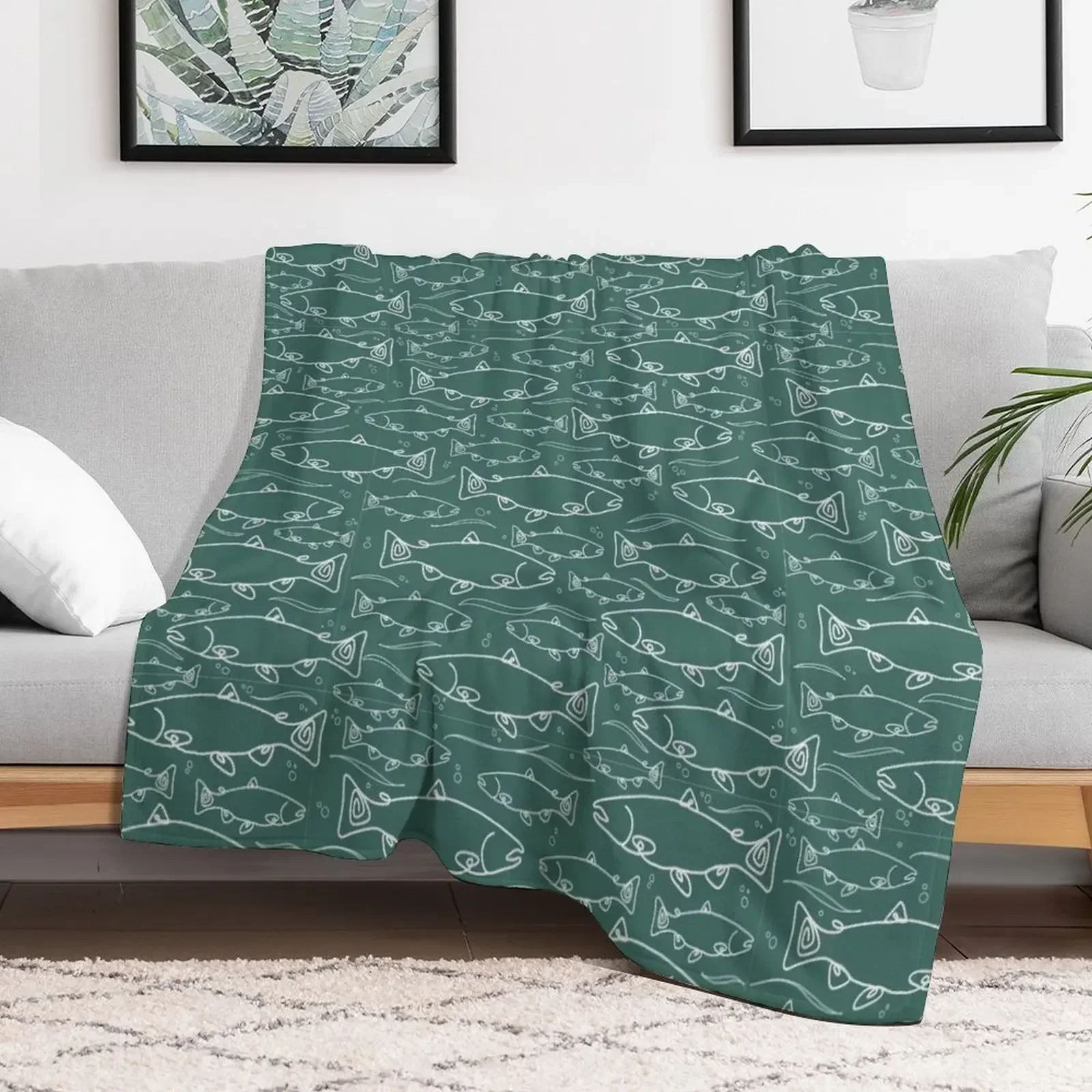 

Fishing Pattern Throw Blanket Beach Plaid on the sofa sofa bed for winter Blankets