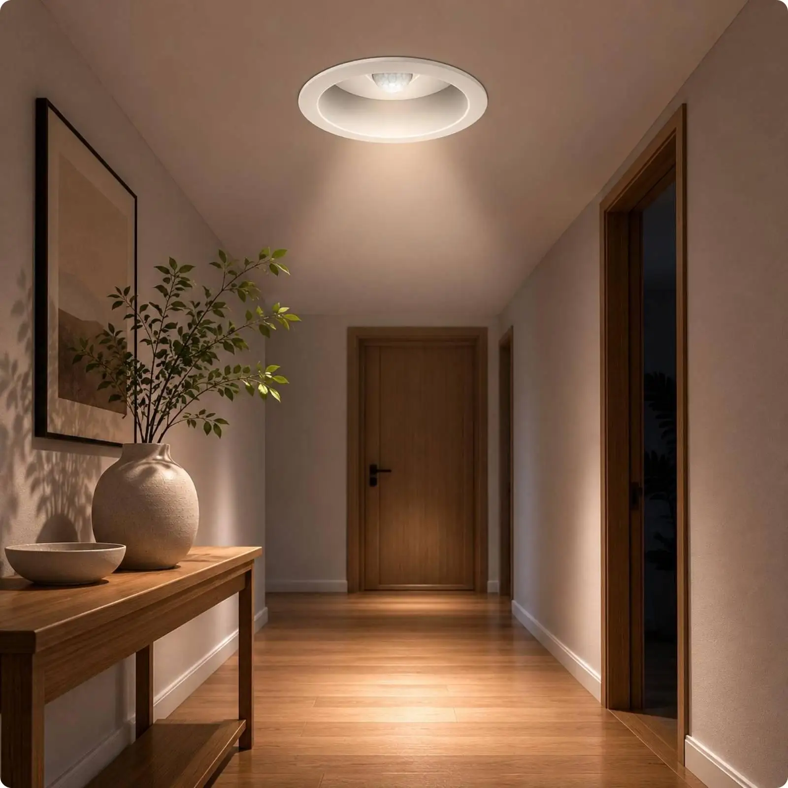 Human Body Sensor Downlight 6W Recessed Overhead Light with Deep Anti Glare Design for Entryway Corridor Passageway Automatic