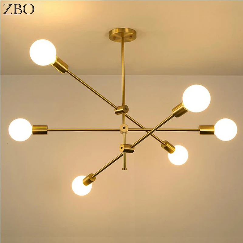 Nordic Pendant Lamp Iron Gold For Bar Living Room Bedroom Dining Room E27 LED Geometric Indoor Luxury Lighting Pendant Lights