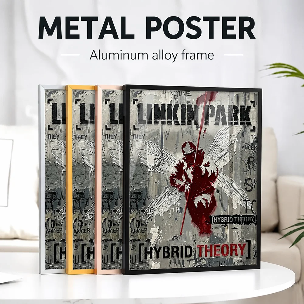 Linkin Hybrid Theory Album Cover Framed Metal Poster Personalized Photo Moody Studio Style Wall Art For Lounge Audiophile Gift