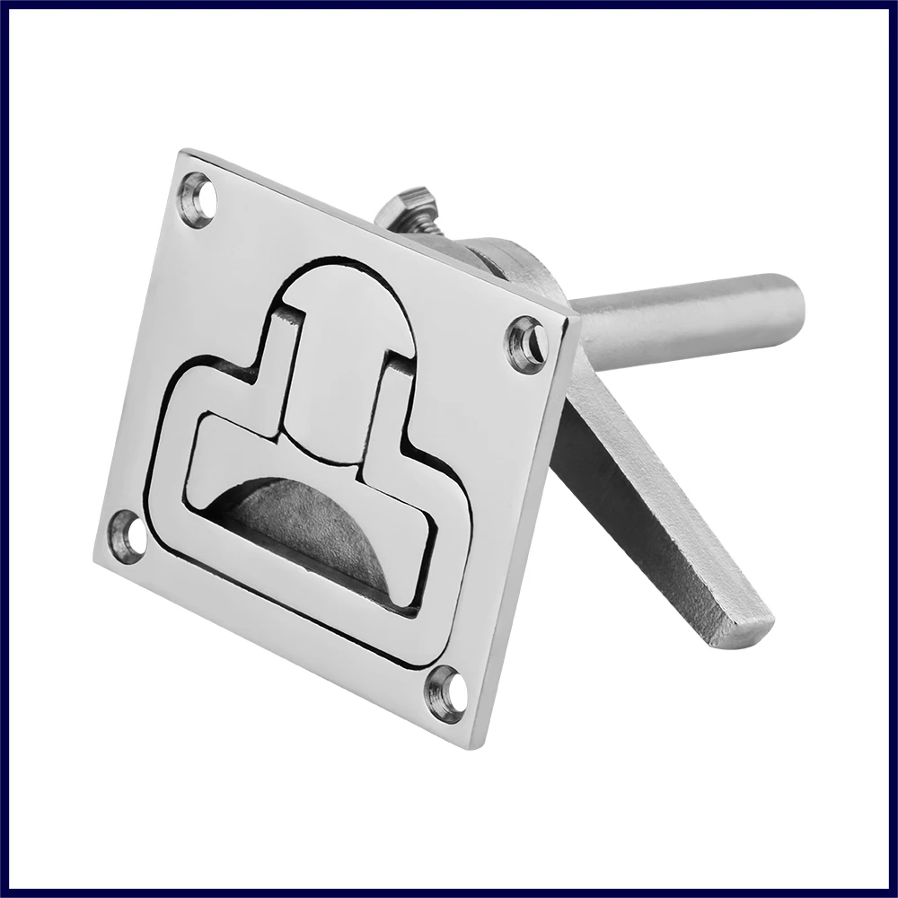 Marine 316 Stainless Steel Turning Lock Boat Handle Flush Lift Boat Hatch Deck Latch Turning Lock Lift Handle Marine Accessories