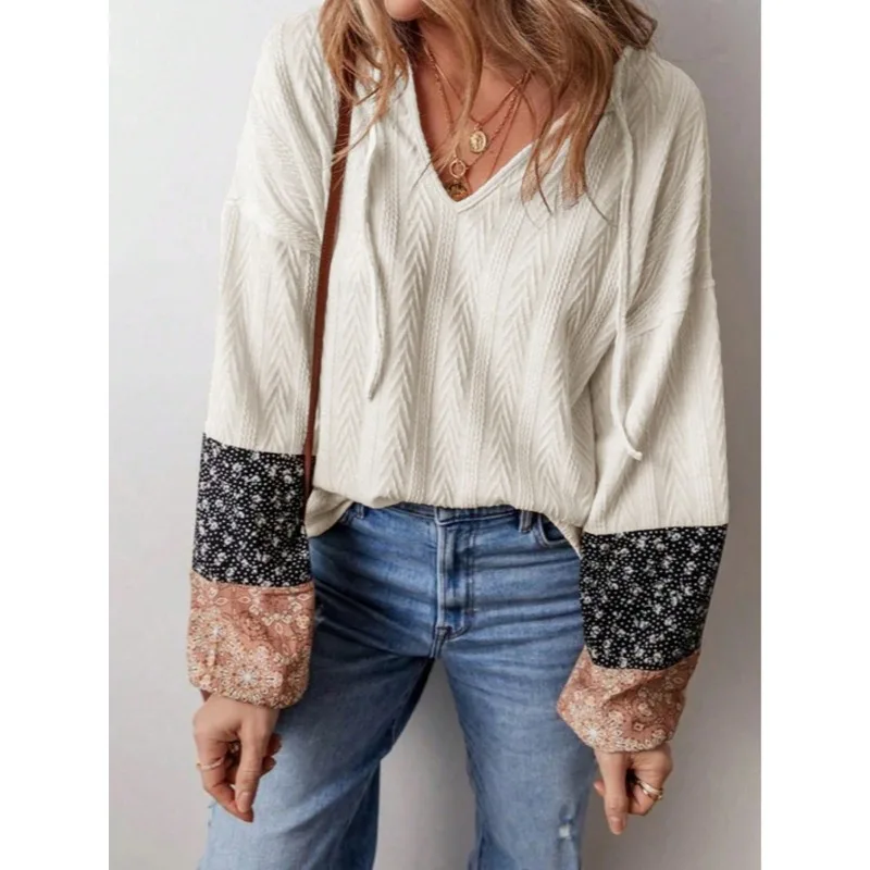 เสื้อผู้หญิงไซส์ใหญ่ 1XL-5XL ลายดอกไม้ ทรงหลวม คอเหลี่ยม แขนสั้น พิมพ์ลาย แต่งระบาย