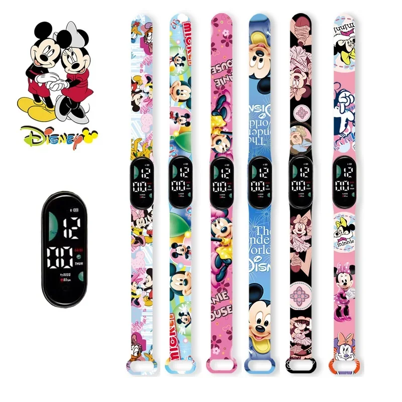 Disney-Montre électronique tactile pour enfants, Pepper Princess, LED, étanche, cadeau festif