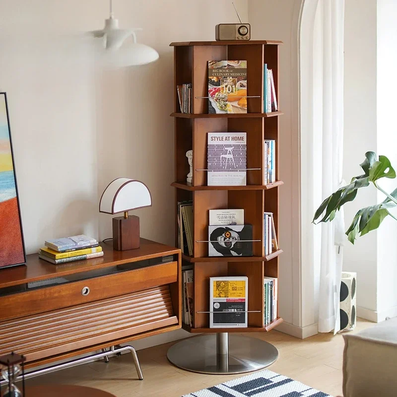 bookshelf, medieval round, three-dimensional 360-degree bookcase, solid wood floor-to-ceiling shelf against the wall