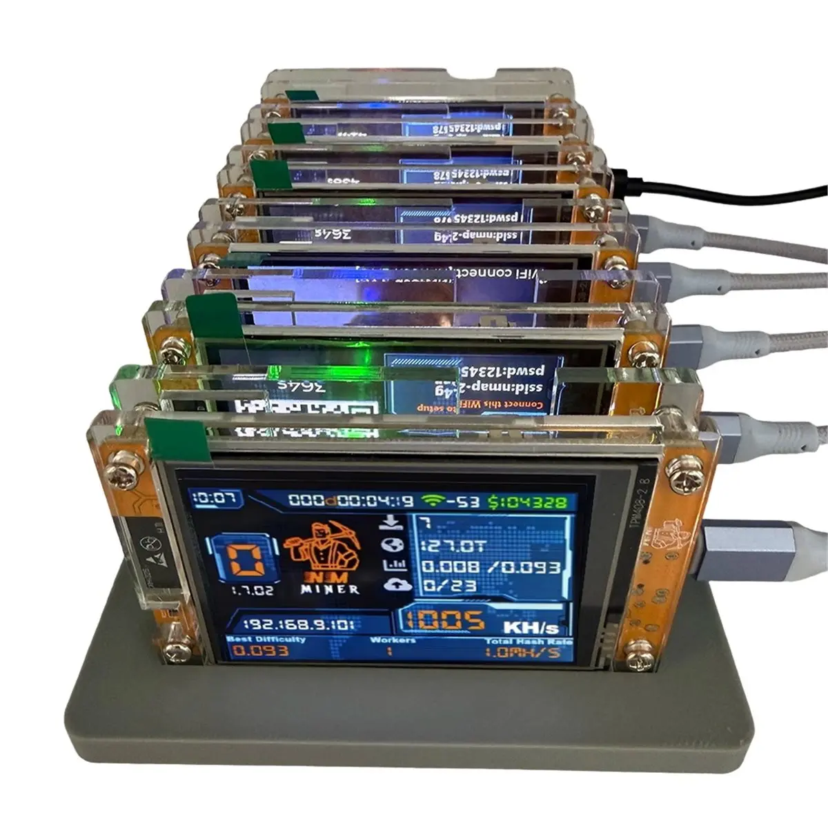 Happy New-  6000KH/S +6 Slots Base Bitcoin Crypto Solo Miner 2.8 Inch Smart Display Upgraded Harshrate Home BTC
