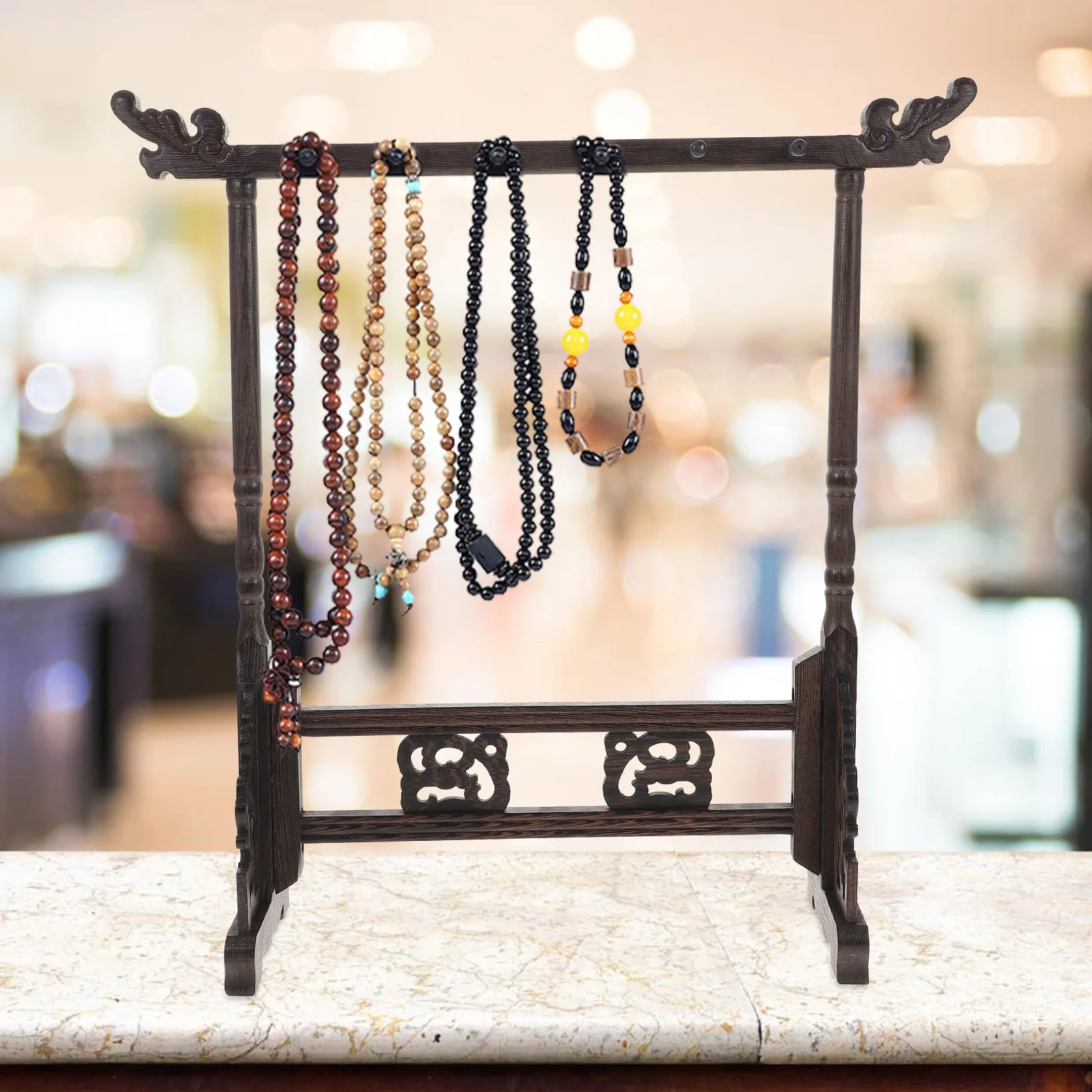 

Bead Necklace Display Stand Wood Jewelry Holder Organizer Bracelet Earring Necklace Storage Rack Durable Premium