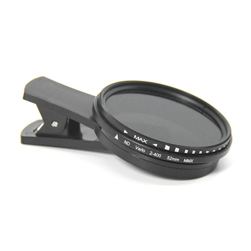 52Mm Phone ND Filter ND2 To ND400 Clip-On Variable Neutral Density Filter For Phone Mobile Smart Phone Camera