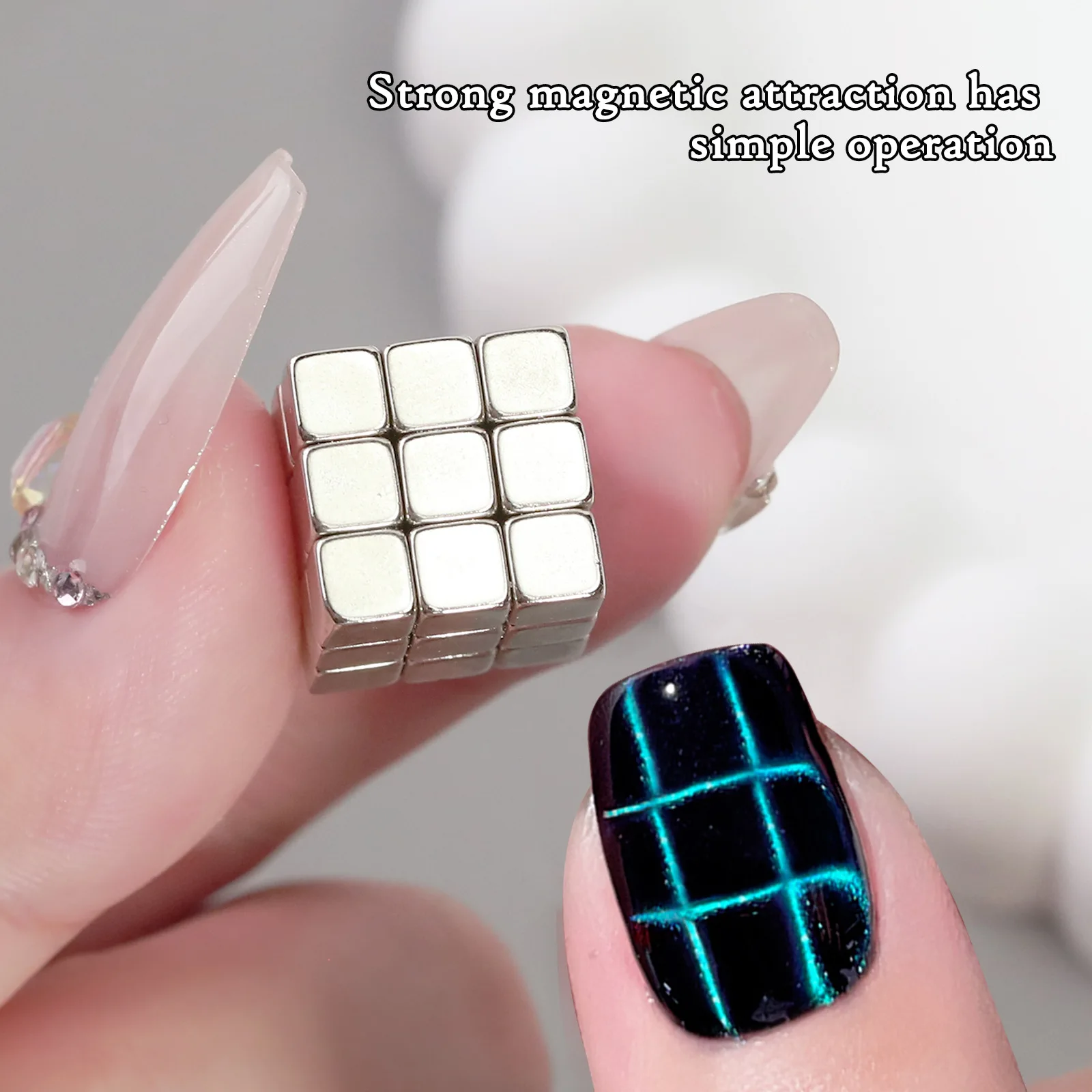 27pcs Mini Square Magnets Strong Multifunctional Magnets Water Ripple Cat's Eye Nail Art Magnets Magic Cube Magnetic For Design