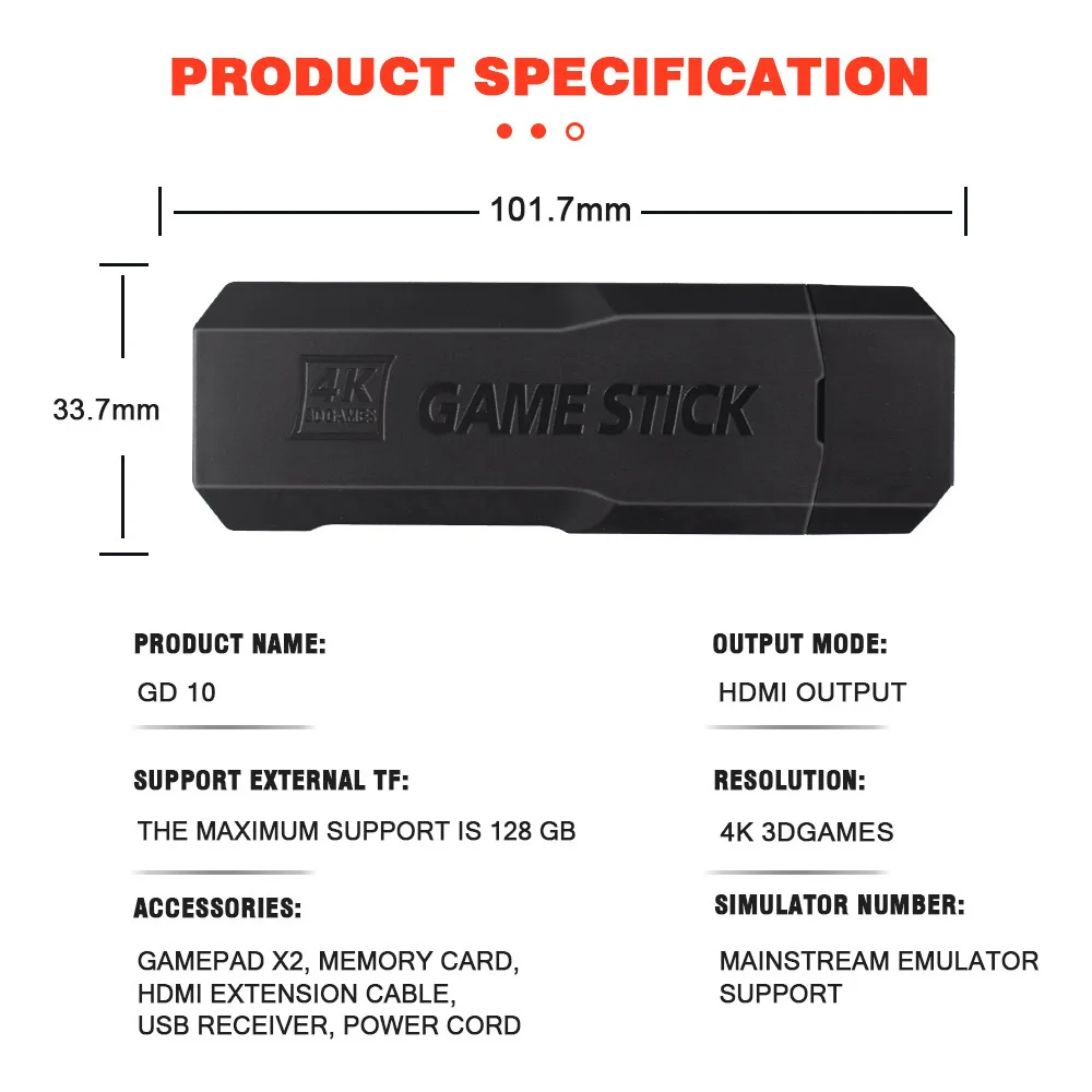 Konsol Game Retro, 4K 60fps HDMI Output latensi rendah stik Game TV pegangan ganda konsol Game rumah portabel untuk PS1 PSP