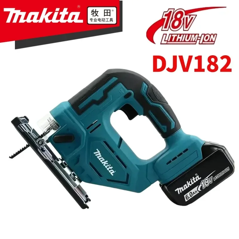 Scie sauteuse électrique sans fil Makita DJV182Z 18V à batterie lithium rechargeable, scie à courbes, scie multifonction pour le travail du bois