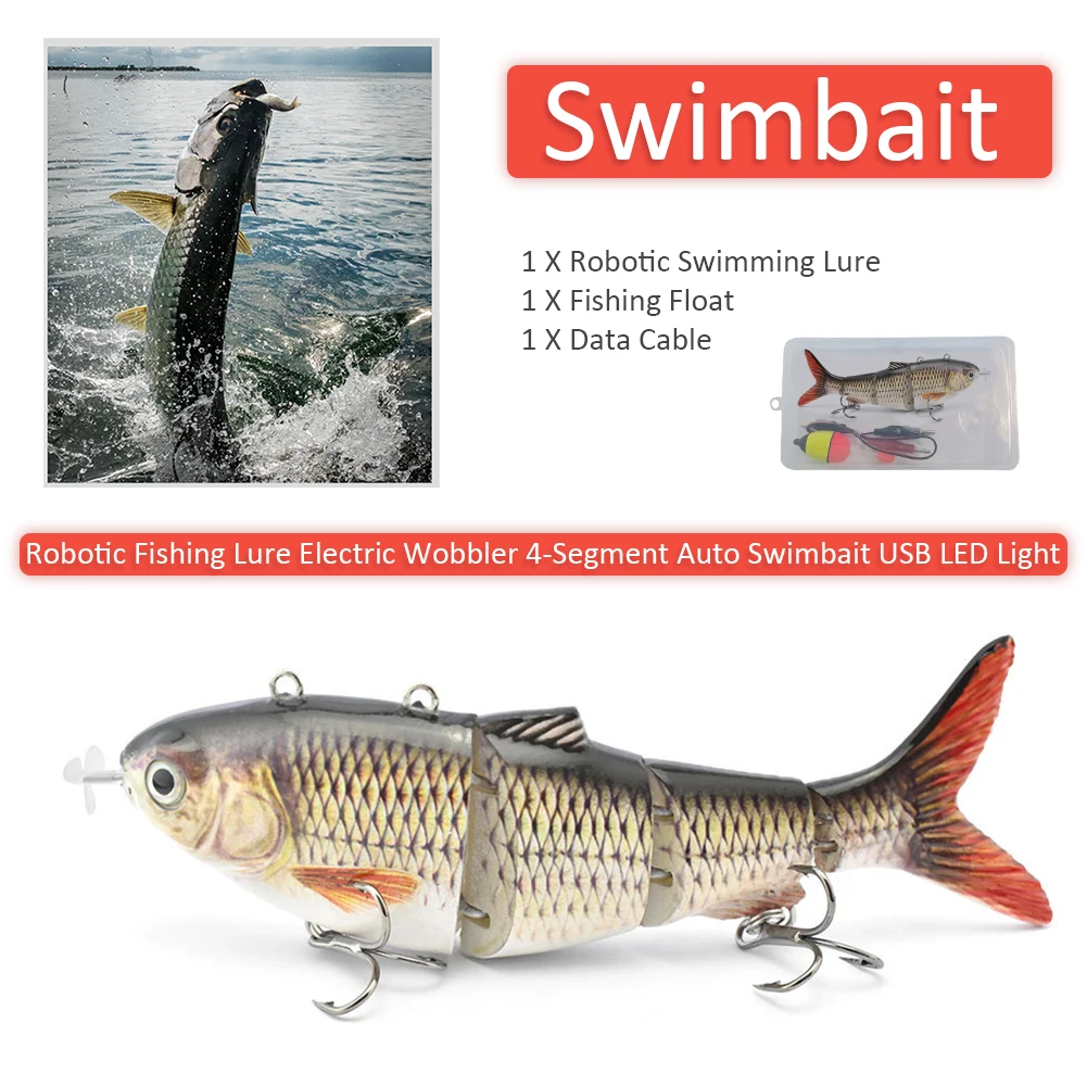 130mm Robotic Swimming Lures Fishing Auto Electric Bait Wobblers 4 Segment Swimbait Fishing Accessories