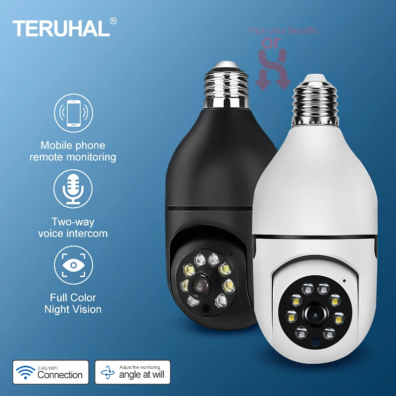 Wireless PTZ Camera Lamp Head Socket Full Color 1080P HD Wireless WiFi Security IP Camera Night Vision CCTV Camera Baby Monitor