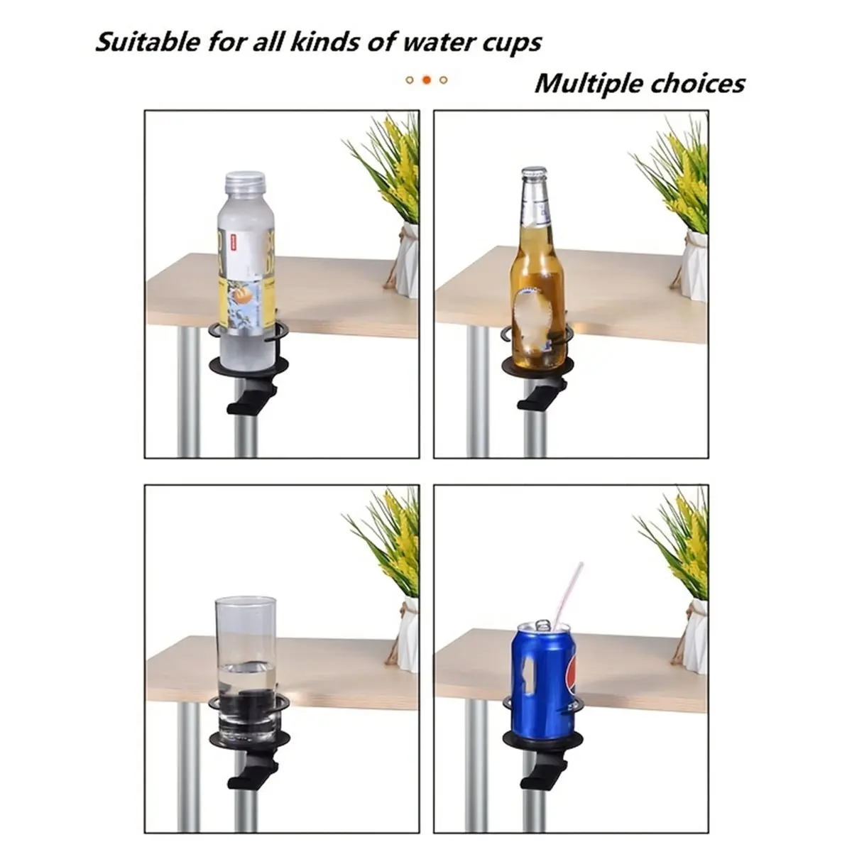 

[AA49] 360 Degree Rotating Iron Cup Holder, No-Drill Desk Edge Clamp, Multi-Functional Earphone&Water Cup Stand Metal Organizer